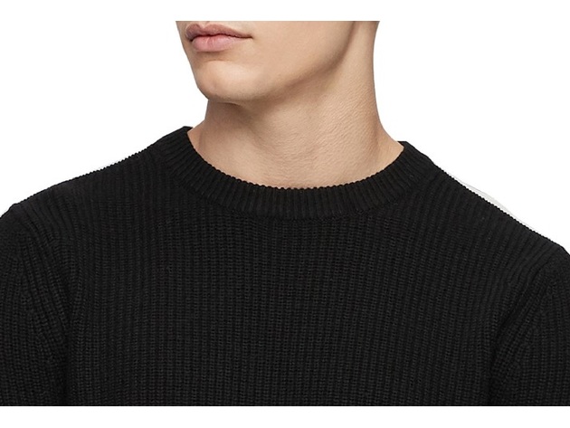 Calvin Klein Men's Ribbed Striped-Sleeve Sweater Black Size Medium