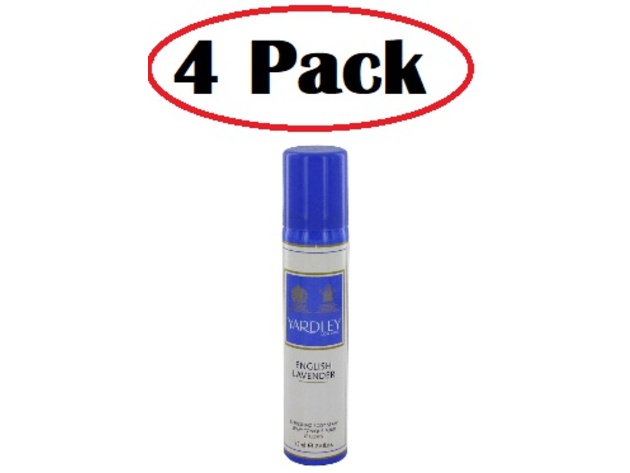 4 Pack of English Lavender by Yardley London Refreshing Body Spray (Unisex) 2.6 oz