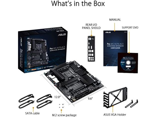 ASUS Pro WS X570-ACE ATX Workstation Motherboard with 3 PCIe 4.0 X16 - Black (Used, Open Retail Box)