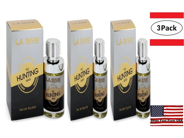 3 Pack The Hunting Man by La Rive Eau De Toilette Spray 2.5 oz for Men