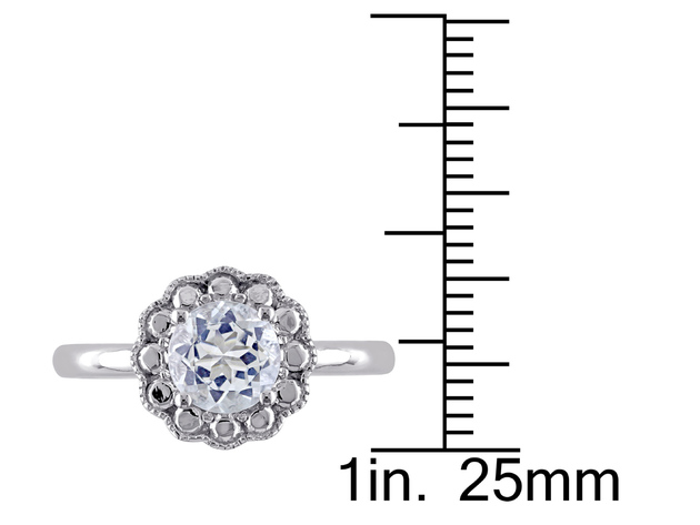 Aquamarine Halo Ring 1 Carat (ctw) in 10K White Gold - 6