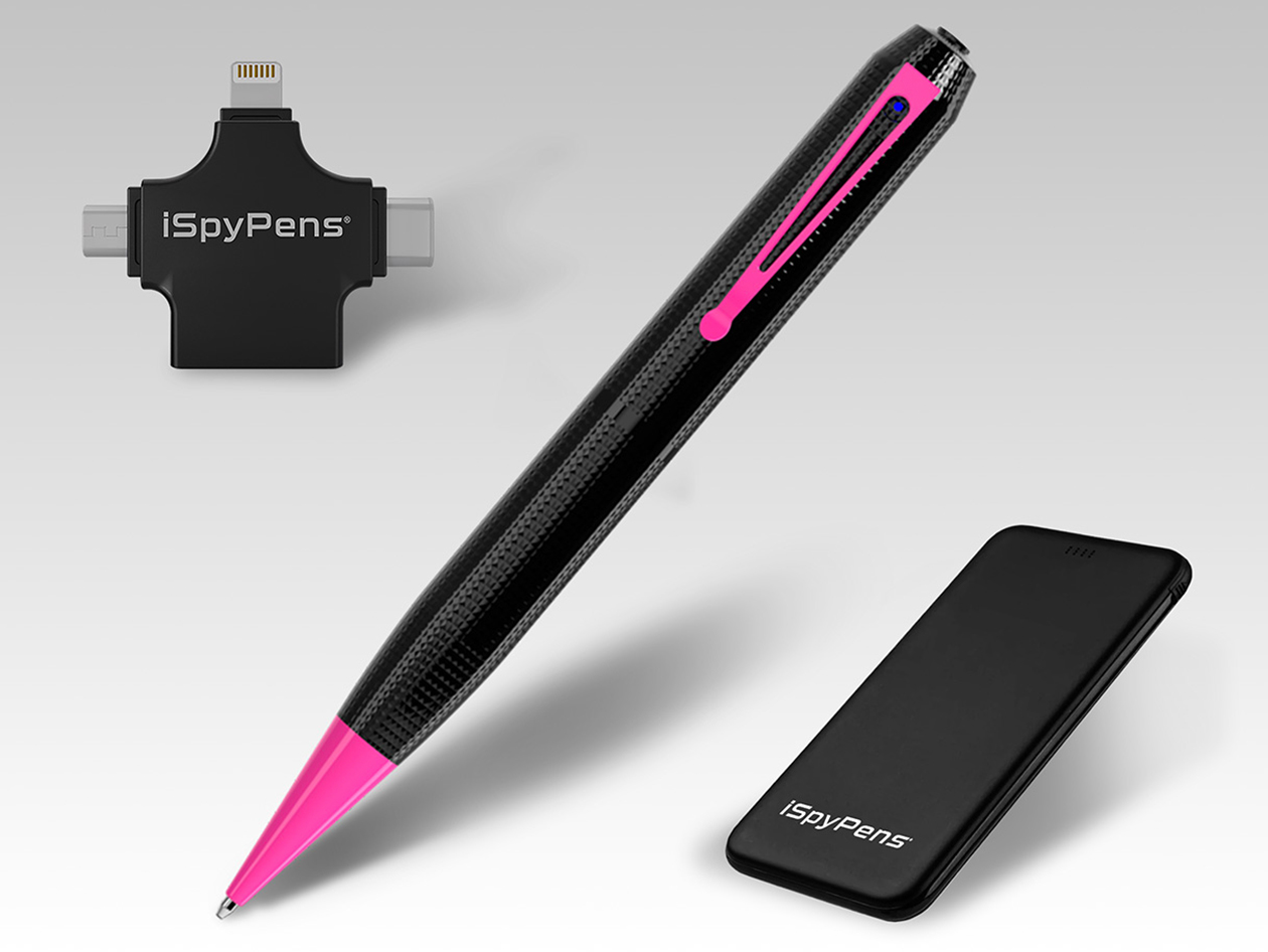 iSpyPen Pro X 2K HD Recording Camera Pen 128GB (Pink/Bundle)