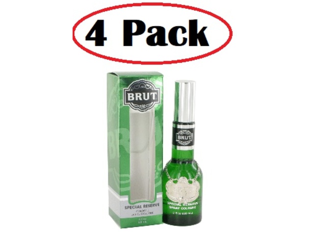 4 Pack of BRUT by Faberge Cologne Spray (Original Glass Bottle) 3 oz