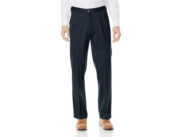 Haggar Men's Premium No-Iron Classic-Fit Expandable-Waist Pleat-Front Pant Navy Size 34WX30L