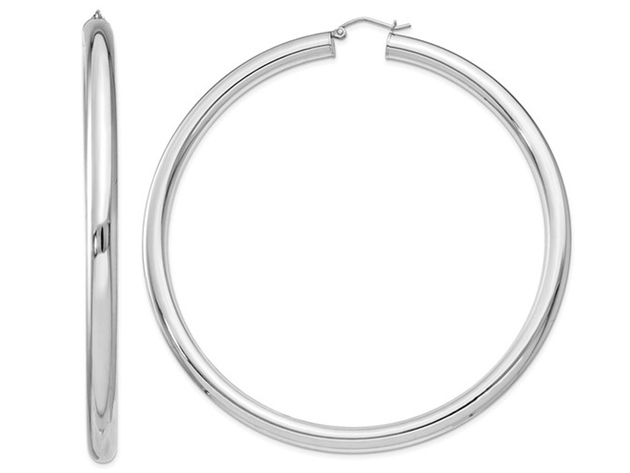 Jumbo Hoop Earrings in Sterling Silver 3 Inch (5.0mm)