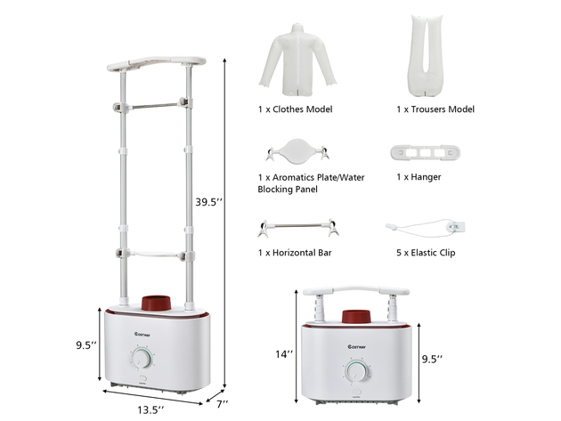 Costway Inflatable Drying & Ironing Machine 1050W Automatic Garment Steamer - White