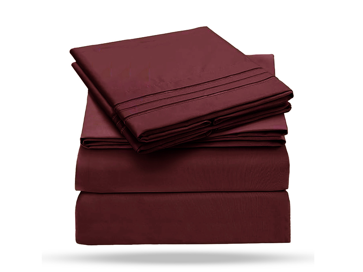 The Luxe 4-Piece Microfiber Bed Sheet Set (Maroon/Twin)