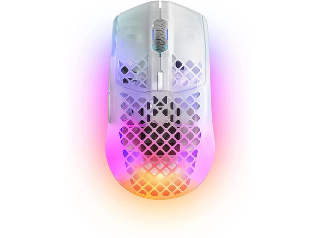 SteelSeries Aerox 3 Wireless - Super Light Gaming Mouse - 18,000 CPI TrueMove Air Optical Sensor - Ultra-Lightweight Water Resistant Design - 200 Hour Battery Life - Ghost - Certified Refurbished Brown Box
