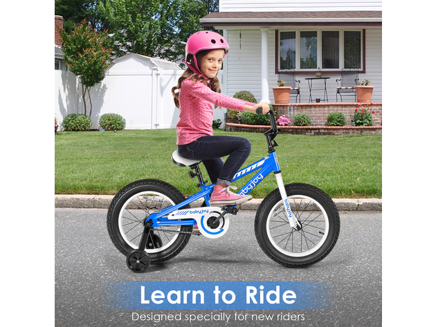 Babyjoy 16'' Kids Bike Bicycle w/ Training Wheels for 5-8 Years Old Girls Boys - Blue