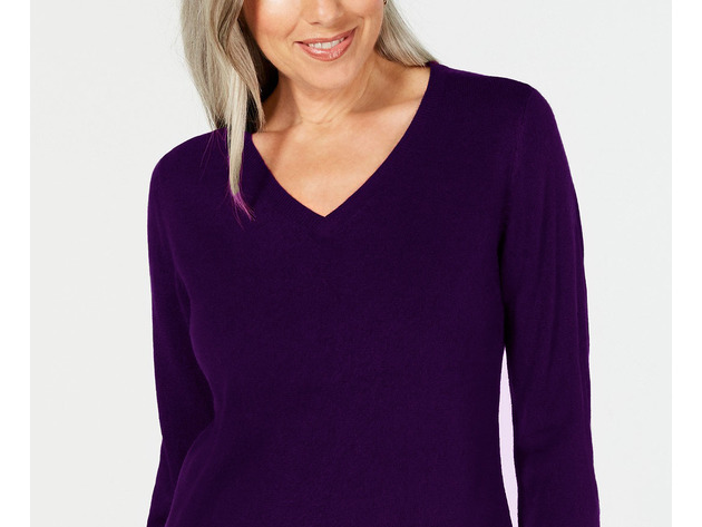 Karen Scott Women's V-Neck Sweater Purple Size 2 Extra Large