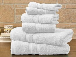 6-Piece Bibb Home 100% Egyptian Cotton Towel Set (White)